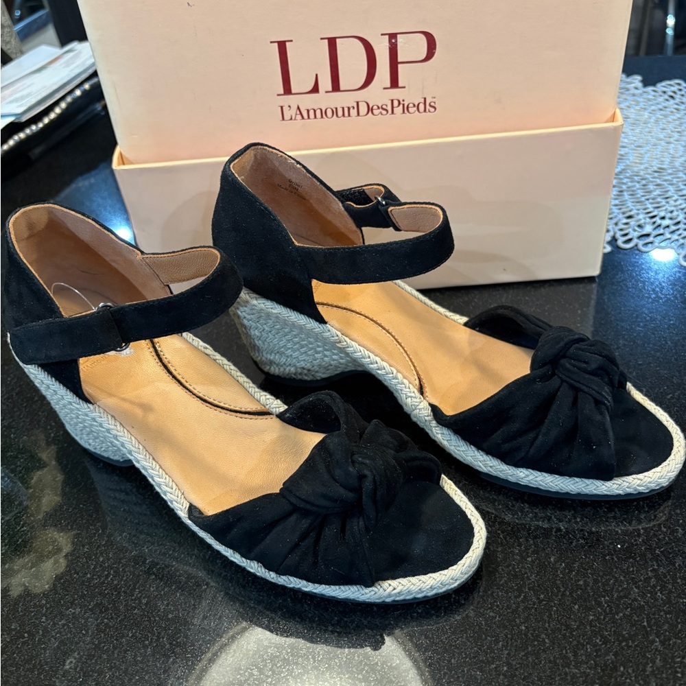 Black Wedge Sandals